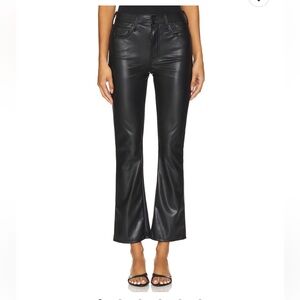 MOTHER Black Flood Flare Leather Pants